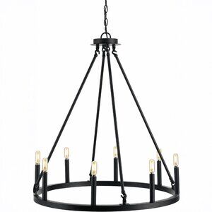 JONATHAN Y Oberto Ring Iron Rustic Farmhouse LED Chandelier
